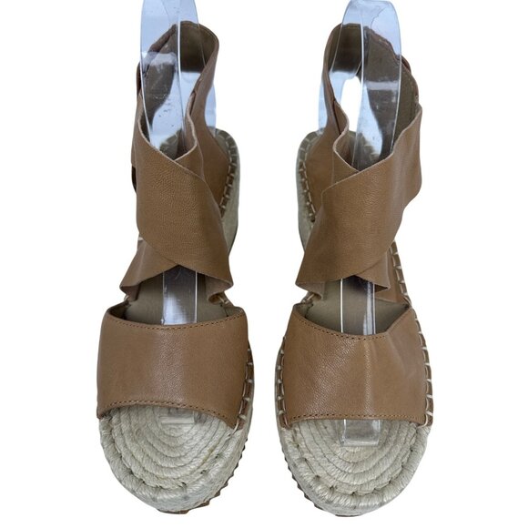 Eileen Fisher Women's Willow Tumbled Tan Leather Wedge Espadrille Sandal 7.5 - Picture 2 of 11